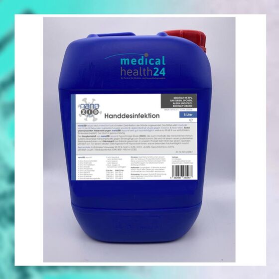 nanoZID aqua | pH-neutrales Handdesinfektionsmittel auf HOCl-Basis |  dermatologisch getestet - 5 Liter*