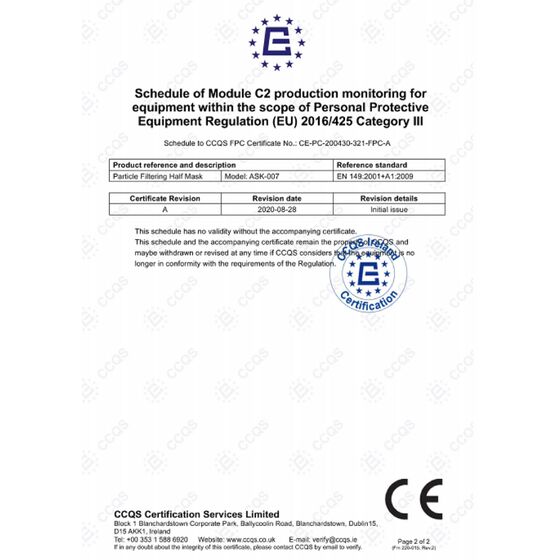 Ansuk ASK-007 FFP2 Maske Atemschutzmaske Mundschutz geprüft zertifiziert CE 2834 EN149:2001 + A1:2009