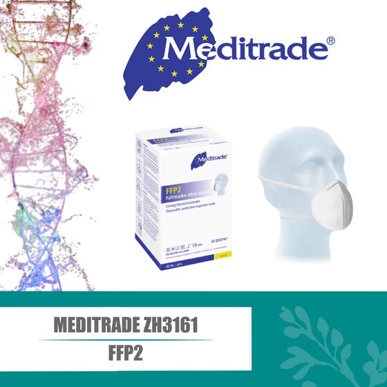 Meditrade FFP2 Maske ZH3161 Faltmaske ohne Ventil geprüft zertifiziert CE 2797 EN149:2001+A1:2009