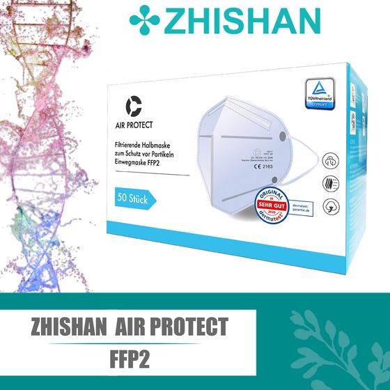 ZHISHAN AIR PROTECT FFP2 hochwertige Halbmasken partikelfiltrierend Atemschutzmasken Mundschutz CE zertifiziert (CE2163) Norm EN149 2001 + A1:2009 10