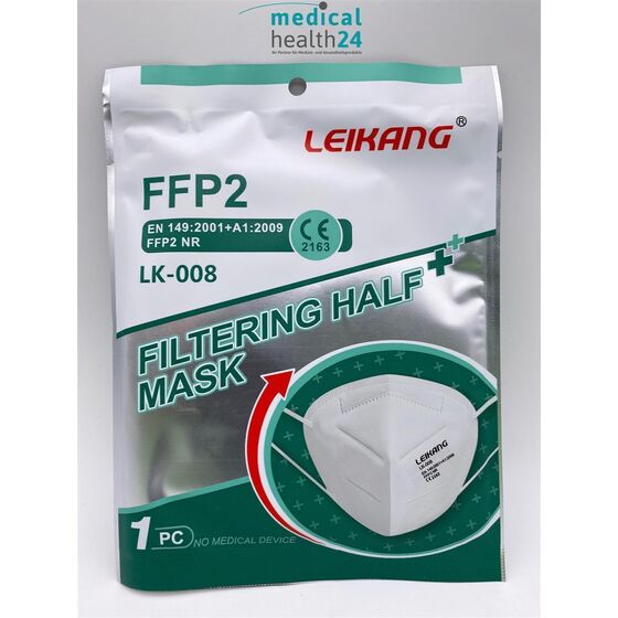 LEIKANG LK-0098 FFP2 Atemschutzmaske Mundschutz Faltmaske mit Ohrschlaufen geprüft zertifiziert CE 2163 EN149:2001 + A1:2009