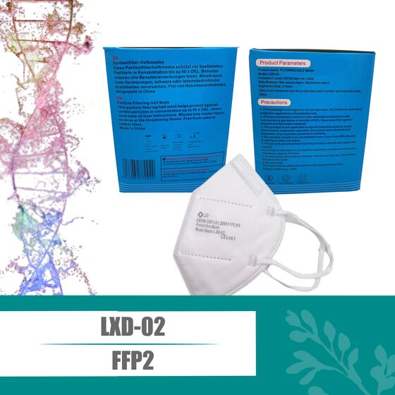 LXD FFP2 Atemschutzmasken Mundschutz Faltmasken Model LXD-02 mit Ohrschlaufen geprüft zertifiziert CE 1463 EN149:2001 + A1:2009