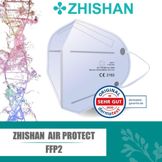10er Pack - ZHISHAN AIR PROTECT FFP2 hochwertige Halbmasken partikelfiltrierend Atemschutzmasken Mundschutz CE zertifiziert (CE2163) Norm EN149 2001 + A1:2009
