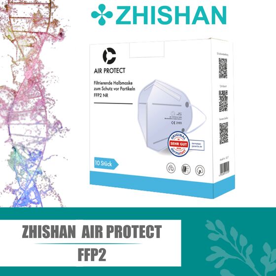 10er Pack - ZHISHAN AIR PROTECT FFP2 hochwertige Halbmasken partikelfiltrierend Atemschutzmasken Mundschutz CE zertifiziert (CE2163) Norm EN149 2001 + A1:2009