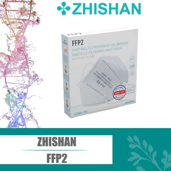 6er Pack ZHISHAN  FFP2 hochwertige Halbmasken partikelfiltrierend Atemschutzmasken Mundschutz CE zertifiziert (CE2163) Norm EN149 2001 + A1:2009