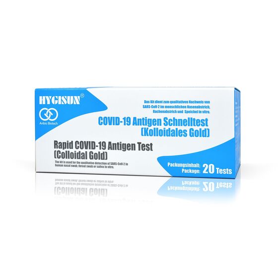 HYGISUN 3 in 1 Test als Lollytest geeignet  - Rapid COVID-19 Antigen Schnelltest - Nasen- + Rachen-Abstrich und Speicheltest &ndash; Lollytest in vitro Anwendung NUR durch Fachpersonal!