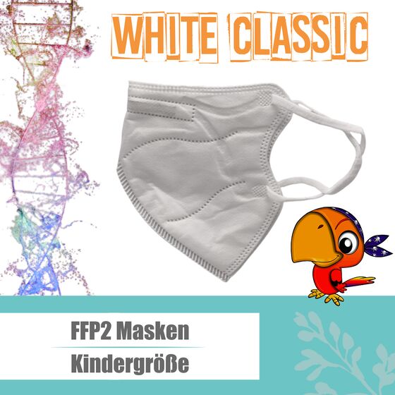 FFP2 Masken YWSH SH-ZK 12 Kindergre partikelfiltrierende Halbmasken geprft und zertifiziert CE2163 mit Ohrschlaufen EN149:2001 + A1:2009 White - Classic