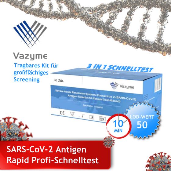 Vazyme Antigennachweis-Kit für das schwere akute Atemwegssyndrom - Coronavirus TYP 2 (SARS-CoV-2) Kolloidales Gold Anwendung NUR durch Fachpersonal!