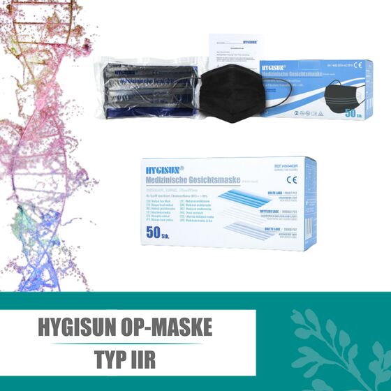 Hygisun medizinische Maske Typ OP-Maske CE-zertifiziert 3-lagig schwarz 50 Stck schwarz
