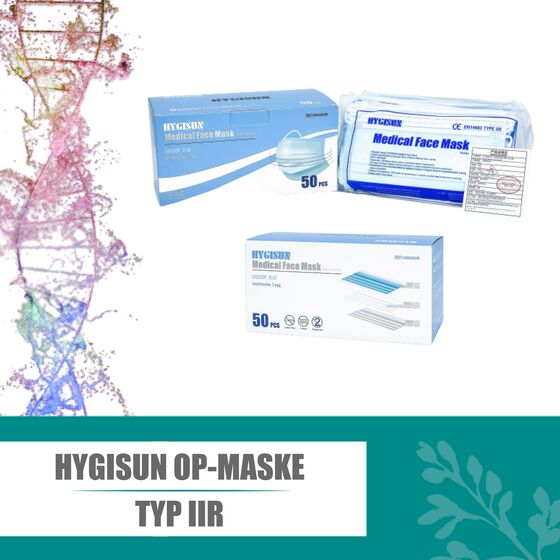 Hygisun medizinische Maske Typ OP-Maske CE-zertifiziert 3-lagig blau