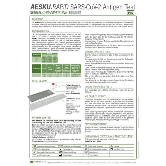 20er Packung AESKU.RAPID SARS-CoV-2 Laien-Schnelltest zur Eigenanwendung - Packung - gelistet BfArM