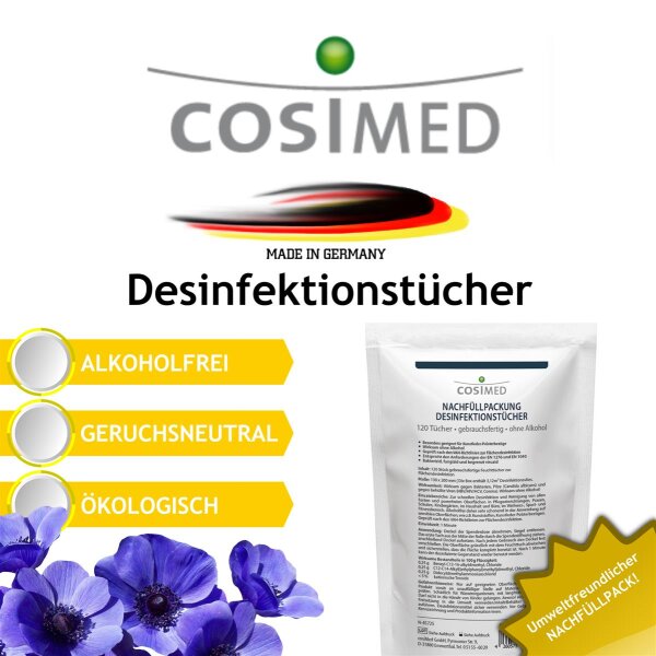 cosiMed Desinfektionstücher Nachfüllpackungen - 130 x 200 mm - für Dose