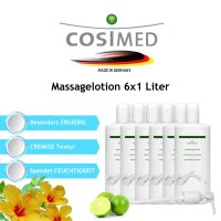 cosiMed Massagelotion Bundle: 6x1 Liter inkl. Dosierpumpe leichter Limonenduft