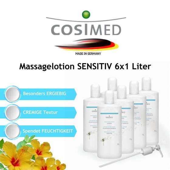 cosiMed Massagelotion SENSITIV Bundle: 6x1 Liter inkl. Dosierpumpe
