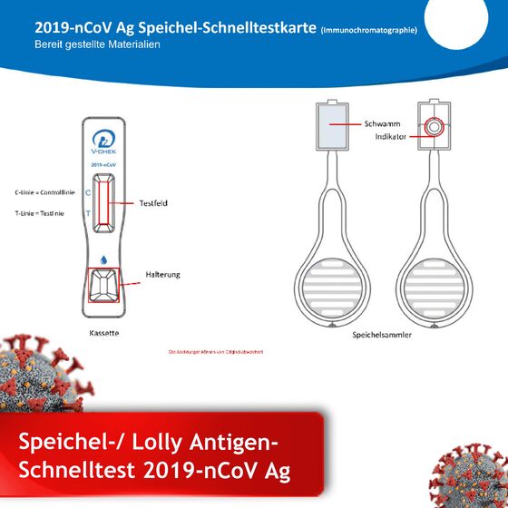 V-Check Speichel-/ Lolly Antigen-Schnelltest 2019-nCoV Ag Speichel-Schnelltestkarte (Immunochromatographie) zur Eigenanwendung