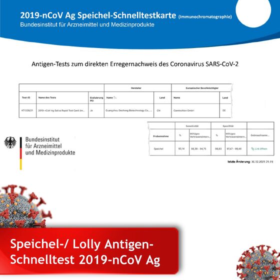 V-Check Speichel-/ Lolly Antigen-Schnelltest 2019-nCoV Ag Speichel-Schnelltestkarte (Immunochromatographie) zur Eigenanwendung