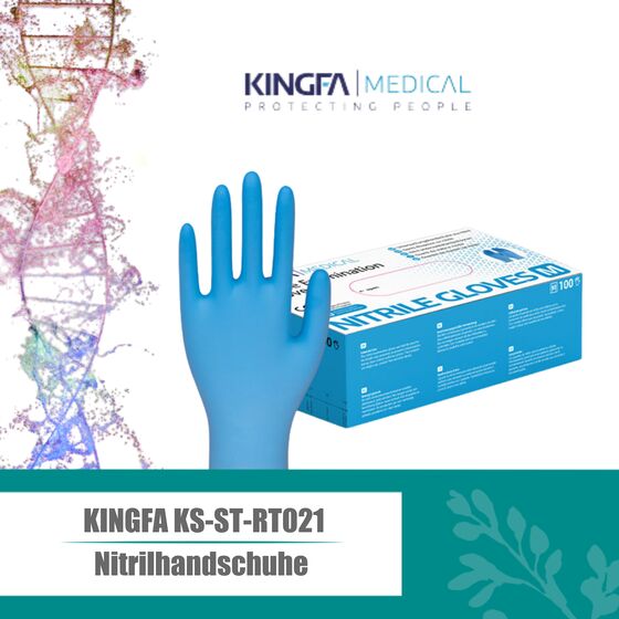Kingfa medizinische Nitrilhandschuhe KS-ST-RT021 zertifiziert Puder- und Latexfrei (M, L)