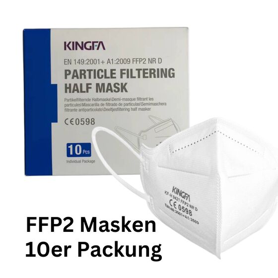 KINGFA KF-H 9421 FFP2 Maske Box 10 Stück weiß CE-zertifiziert geringer Atemwiderstand EN149:2001+A1:2009 CE 0598