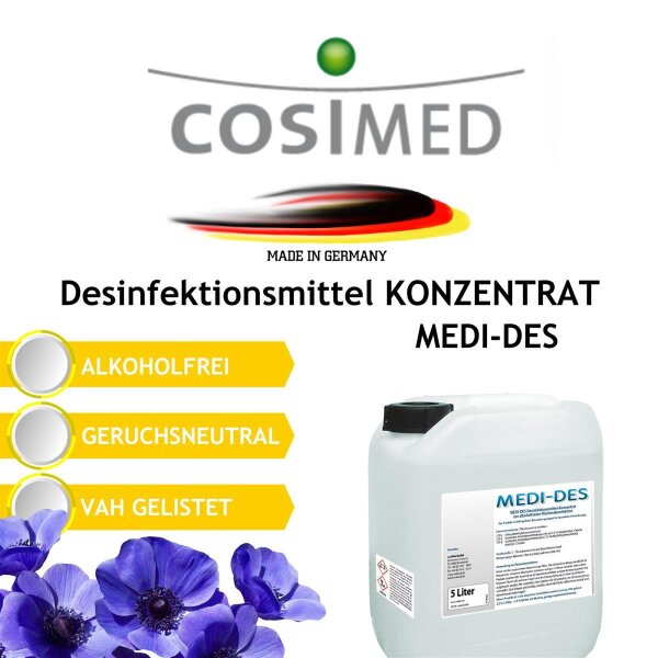 cosiMed MEDI-DES Flächendesinfektionsmittel VAH-gelistet 1 Liter Flasche