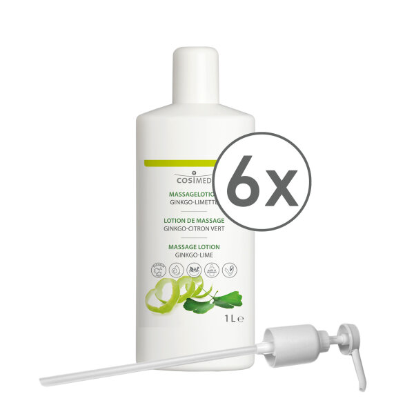 cosiMed Massagelotion Ginkgo-Limette 6 x 1 Liter Flasche + Pumpe